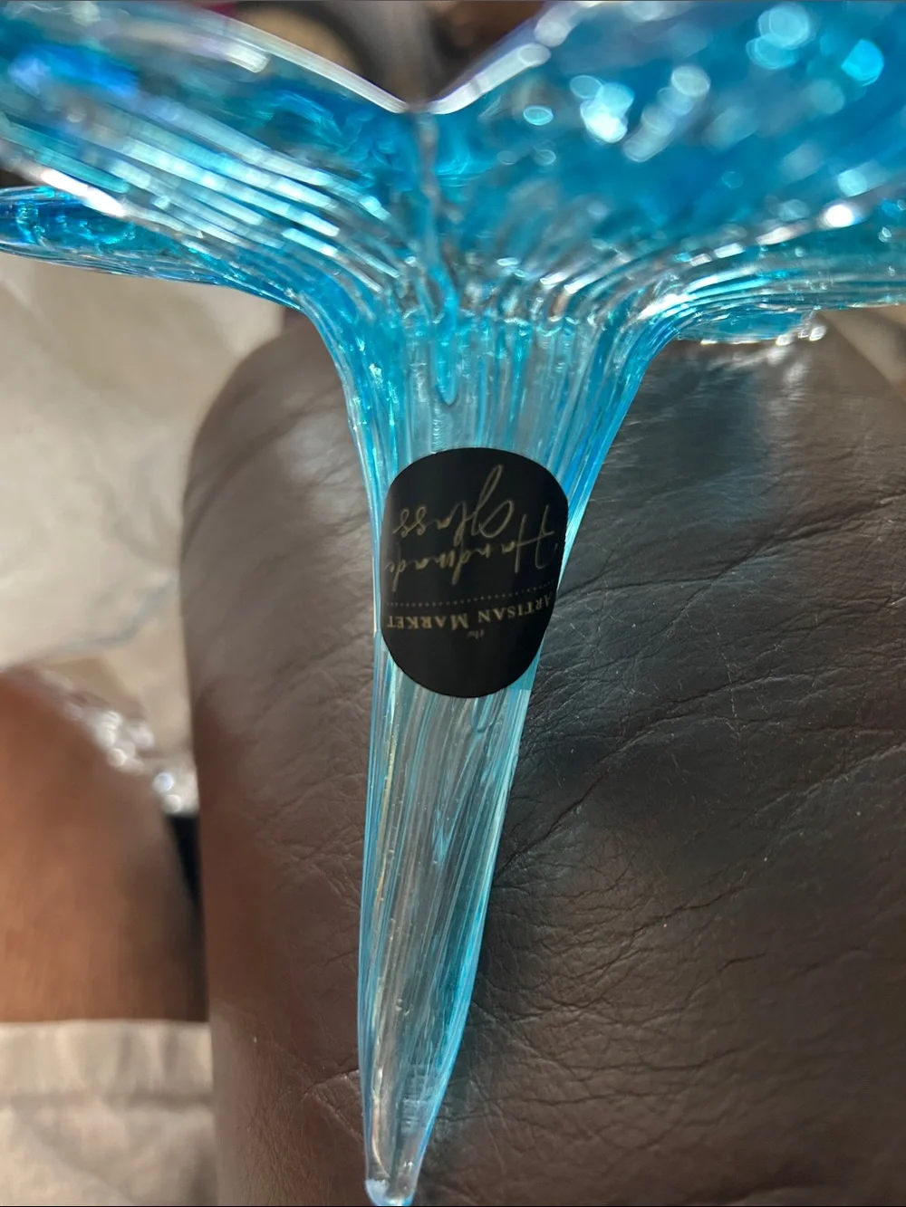 Artisan Market Handblown  Blue Glass Starflower Decorative Accent - Home Accents